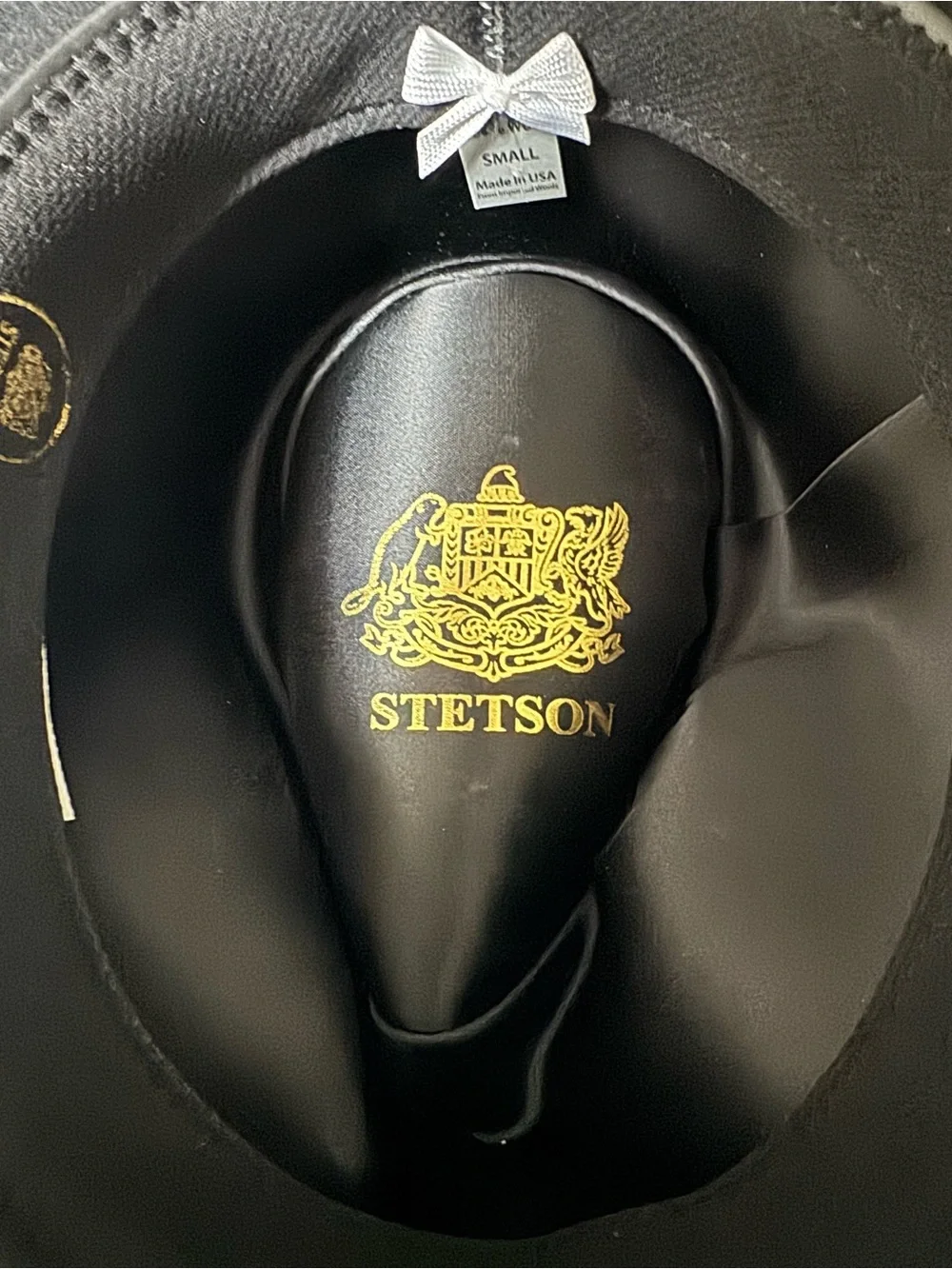 Stetson Black Felt Fedora with Gold Crest Interior